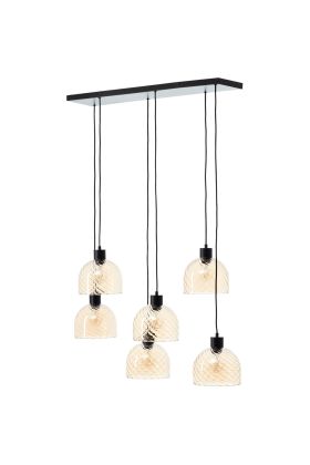 Brilliant Castro 60110/20 zwarte hanglamp met amber glas