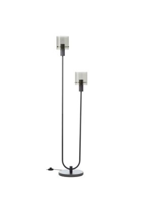 Brilliant Riffelini 60136/93 zwarte vloerlamp met rookglas