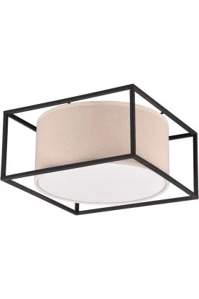 Trio Ross 603100244 zwarte plafondlamp met beige textiel