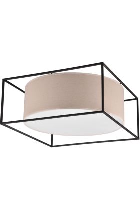 Trio Ross 603100344 zwarte plafondlamp met beige kap