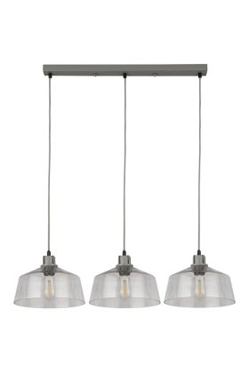 Searchlight Odeon 60999-3CL grijze hanglamp met helder glas