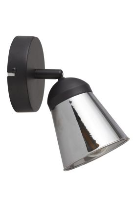 Searchlight Mega 61170-1SM mat zwarte spot met rookglazen kapje