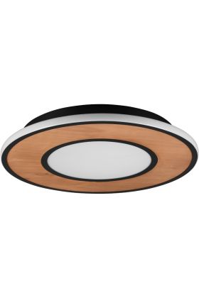 Trio Deacon 626610232 mat zwart met houten plafondlamp