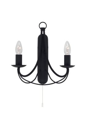 Searchlight Maypole 6342-2BK zwarte wandlamp met twee kaarsen