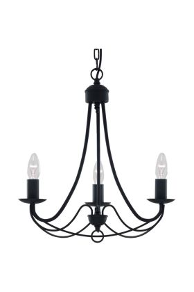 Searchlight Maypole 6343-3BK zwart metalen drie lichts kroonluchter