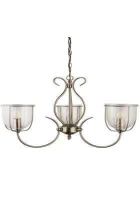 Searchlight Silhouette 6353-3AB klassiek bronzen kroonluchter met gespikkeld glazen kapjes