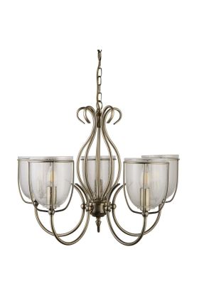 Searchlight Silhouette 6355-5AB antiek bronzen kroonluchter met gespikkeld glas
