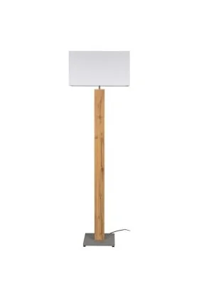 Britop Milano 660219187 eikenhouten vloerlamp met witte kap