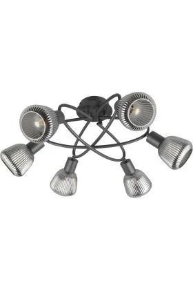 trio Tarifa 662800632 zwarte plafondlamp met verchroomd glas