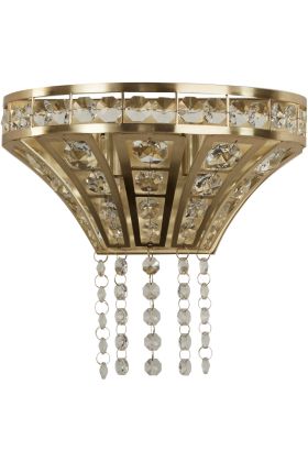 Searchlight Gemma 68510-2SB messing kleurige wandlamp met kristal