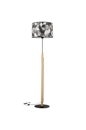 Vloerlamp Espacio 762489104 zwart witte vloerlamp met eikenhout