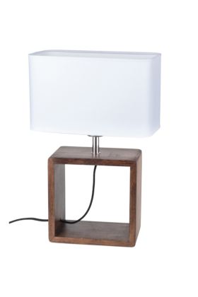 Britop Cadre 7702976 witte tafellamp met walnoot voet