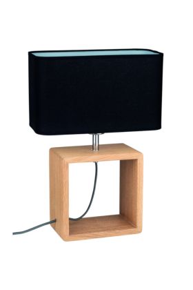 Britop Cadre 7704974 eikenhouten tafellamp met zwarte kap