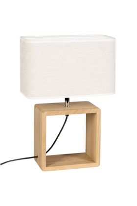 Britop Boho 77091174 eikenhouten tafellamp met linnen kap