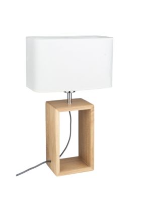 Britop Cadre 7712974 eikenhouten tafellamp met wit textiel