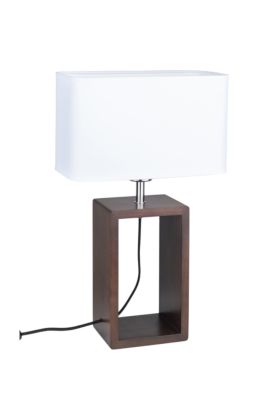 Britop Cadre 7712976 witte tafellamp met walnoot voet