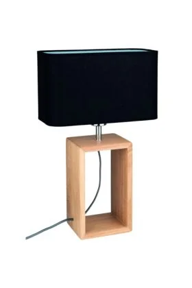 Britop Cadre 7714974 eikenhouten tafellamp met zwarte kap