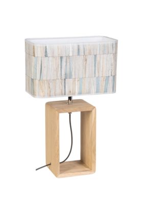 Britop Malo 7717174 eikenhouten tafellamp met kleurrijke kap