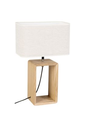 Britop Boho 77191174 eikenhouten tafellamp met linnen kap