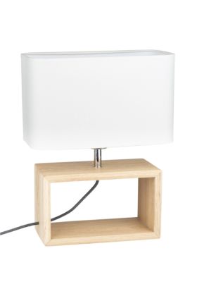 Britop Cadre 7722974 eikenhouten tafellamp met witte kap