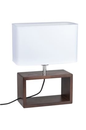 Britop Cadre 7722976 witte tafellamp met walnoot voet