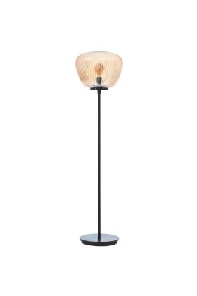 Brilliant Kaizen 80106/86 amber geribbeld glazen vloerlamp