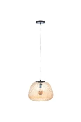 Brilliant Kaizen 80108/86 amber geribbeld glazen hanglamp