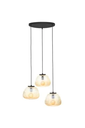 Brilliant Kaizen 80110/86 amber geribbeld glazen hanglamp