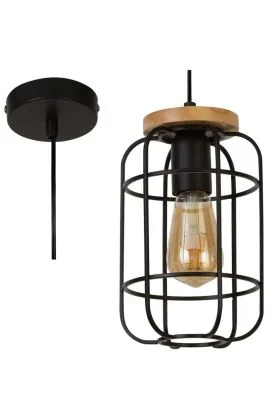 Searchlight Vision 81953-1BK zwarte hanglamp met hout