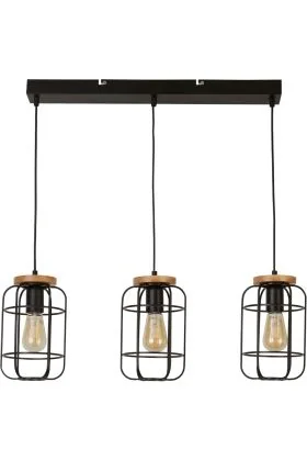 Searchlight Vision 81953-3BK zwarte hanglamp met hout