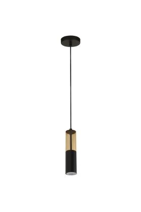 Searchlight Merrygold 82121-1BK zwarte hanglamp met amber acryl