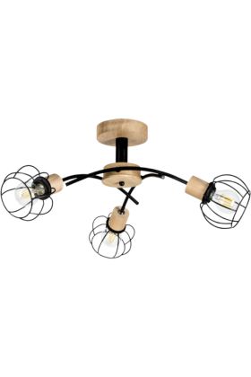 Britop Viviane 8224374 zwarte plafondlamp met geolied eikenhout