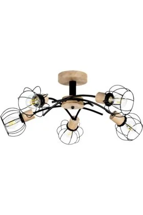 Britop Viviane 8224574 zwarte plafondlamp met eikenhout
