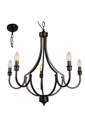 Searchlight Lodge 82915-5BK zwart metalen kroonluchter