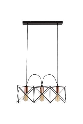 Searchlight Anthea 8413-3BK zwarte hanglamp met koperen lamphouders