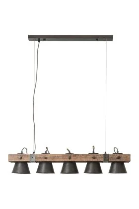 Brilliant Decca 85875/46 zwarte hanglamp van hout en staal