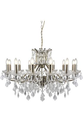 Searchlight Paris 87312-12AB antiek bronzen kroonluchter met kristal
