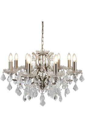 Searchlight Paris 8738-8AB antiek bronzen kroonluchter met kristal