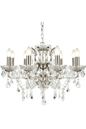 Searchlight Paris 8738-8SS staal kleurige kroonluchter met kristal