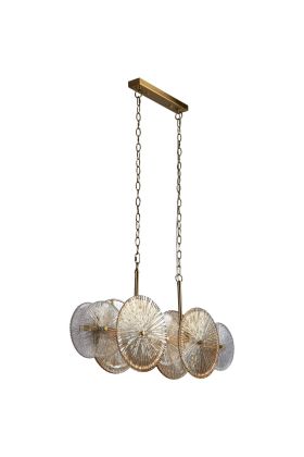 Searchlight Wagon Wheel 88210-10BZ messing hanglamp met amber glas