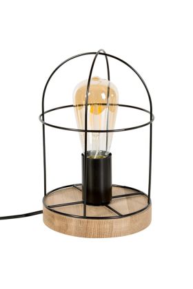 Britop Netuno 88459174 zwarte tafellamp met eikenhout