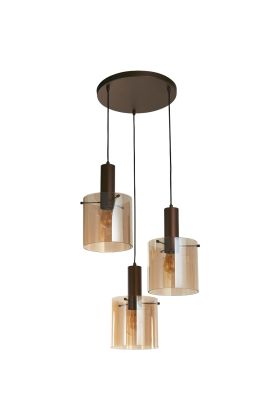 Searchlight Sweden 88910-3MO mokka met amber kleurige hanglamp