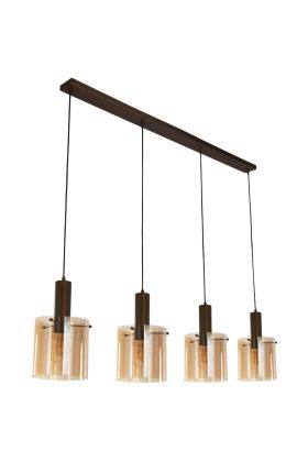 Searchlight Sweden 88910-4MO mokka met amber kleurige hanglamp