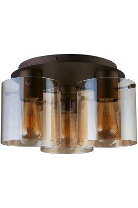 Searchlight Zweden 88911-3MO mokka plafondlamp met amber glas