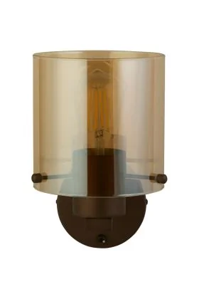 Searchlight Zweden 88912-1MO mokka kleurige wandlamp met amber glas