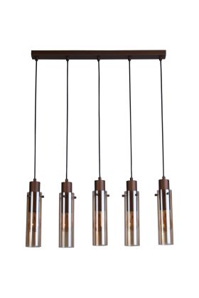 Searchlight Zweden 88921-5MO mokka hanglamp met amber glas
