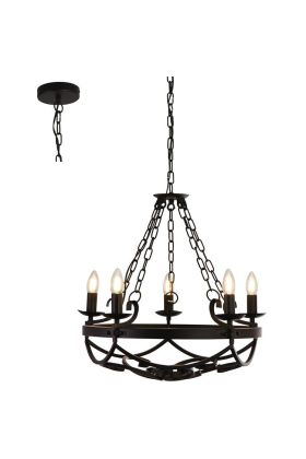 Searchlight Cartwheel 8905-5BK zwarte kroonluchter