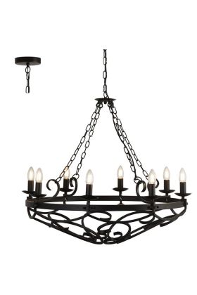 Searchlight Cartwheel 8908-8BK zwarte kroonluchter