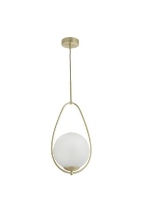 Searchlight Avalon 9171-1GO goud kleurige hanglamp met opaal glas