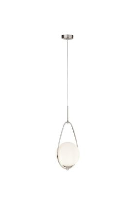 Searchlight Avalon 9171-1SS mat stalen hanglamp met opaal glas